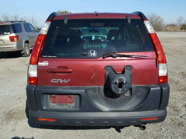 SHSRD78866U425756 - 2006 HONDA CR-V EX BURGUNDY photo 9