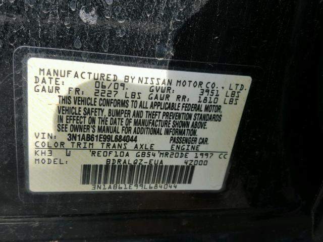 3N1AB61E99L684044 - 2009 NISSAN SENTRA 2.0 BLACK photo 10