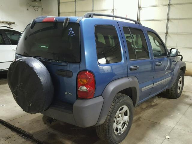 1J4GL48K73W509548 - 2003 JEEP LIBERTY SP BLUE photo 4