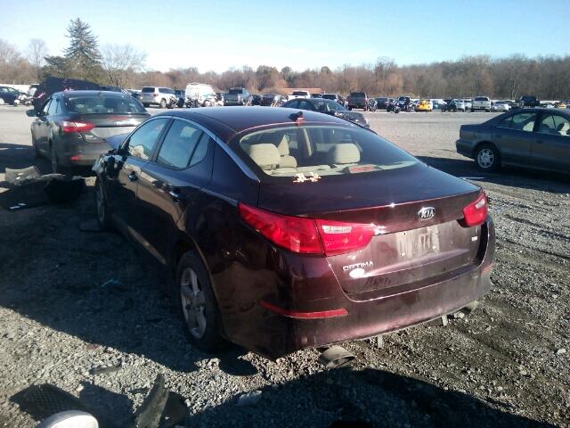 5XXGM4A75EG260664 - 2014 KIA OPTIMA LX BROWN photo 3