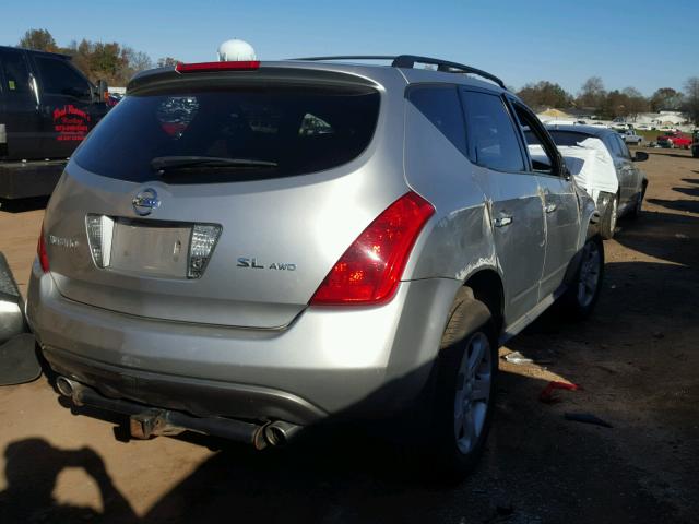 JN8AZ08W85W438292 - 2005 NISSAN MURANO SL SILVER photo 4