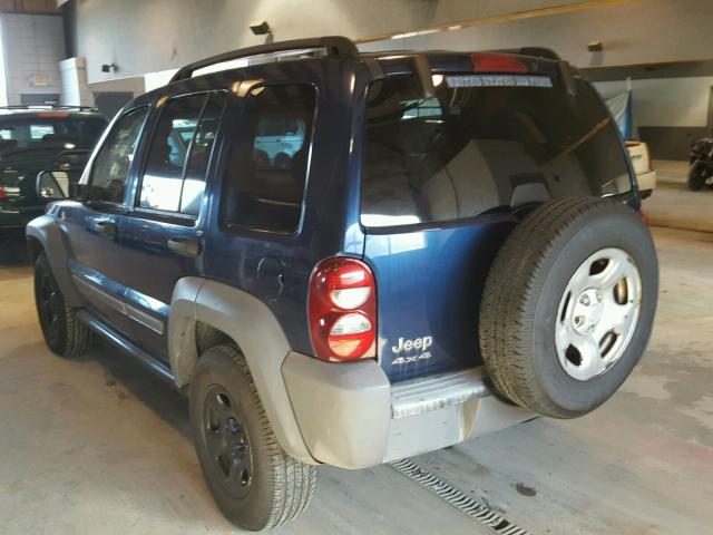 1J4GL48K85W592278 - 2005 JEEP LIBERTY SP BLUE photo 3