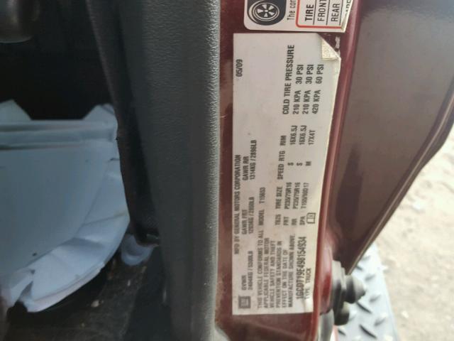 1GCDT19E498154934 - 2009 CHEVROLET COLORADO MAROON photo 10