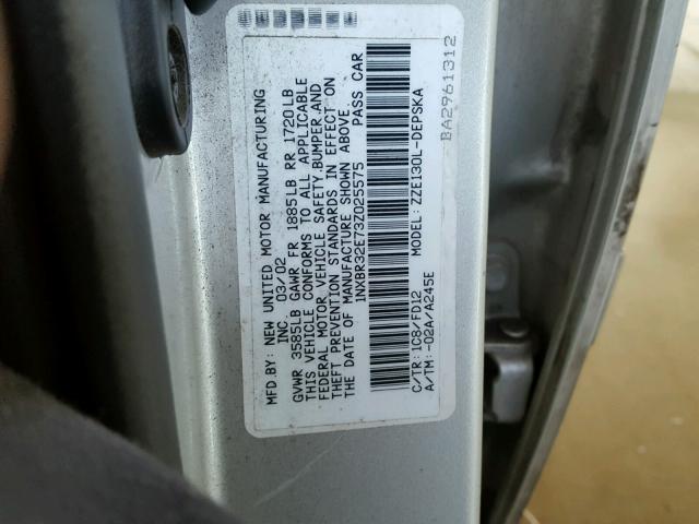 1NXBR32E73Z025575 - 2003 TOYOTA COROLLA GRAY photo 10