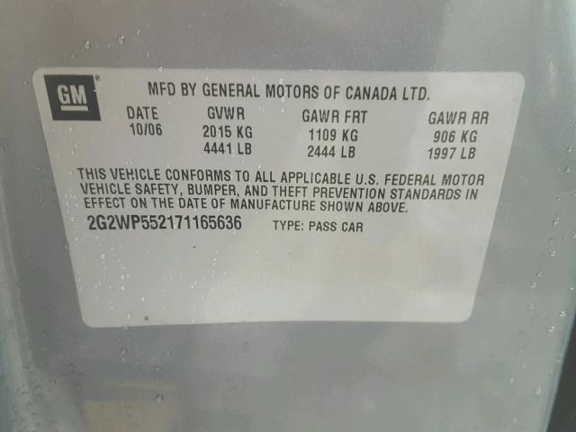 2G2WP552171165636 - 2007 PONTIAC GRAND PRIX GRAY photo 10