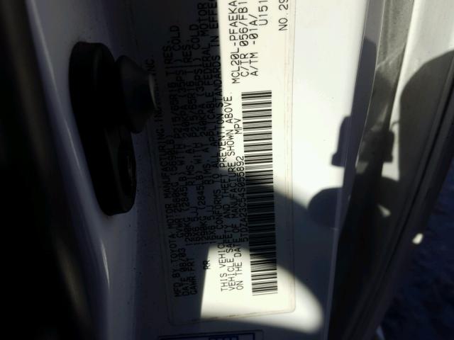 5TDZA23C54S055892 - 2004 TOYOTA SIENNA CE WHITE photo 10