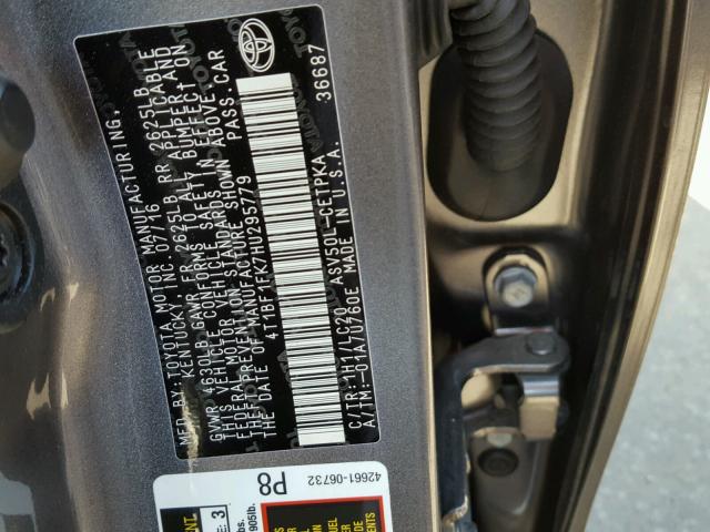 4T1BF1FK7HU295779 - 2017 TOYOTA CAMRY LE 灰色 照片 10