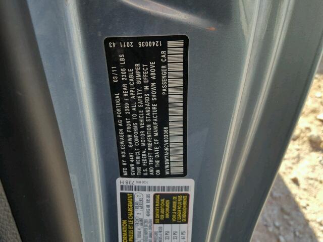 WVWBW7AH5CV003066 - 2012 VOLKSWAGEN EOS KOMFOR 蓝色 照片 10