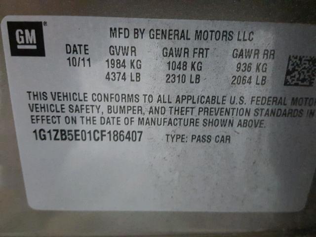 1G1ZB5E01CF186407 - 2012 CHEVROLET MALIBU LS თაფლისფერი ფოტო 10