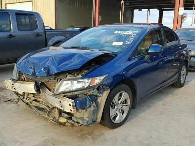 2HGFB2F58DH571743 - 2013 HONDA CIVIC LX BLUE photo 2