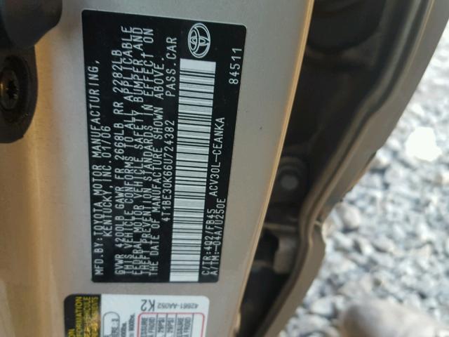 4T1BE30K66U724382 - 2006 TOYOTA CAMRY LE 米色 照片 10