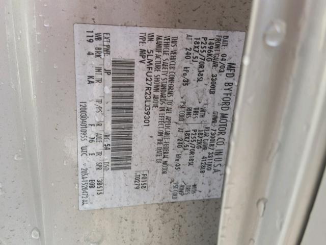 5LMFU27R23LJ39301 - 2003 LINCOLN NAVIGATOR SILVER photo 10