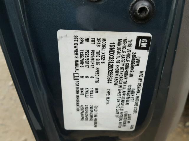 1GNDX33L25D256944 - 2005 CHEVROLET UPLANDER L 蓝色 照片 10