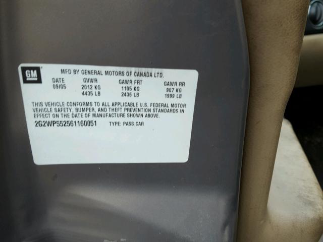 2G2WP552561160051 - 2006 PONTIAC GRAND PRIX Қоңыр фото 10