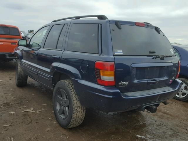 1J4GW58N22C204580 - 2002 JEEP GRAND CHER BLUE photo 3