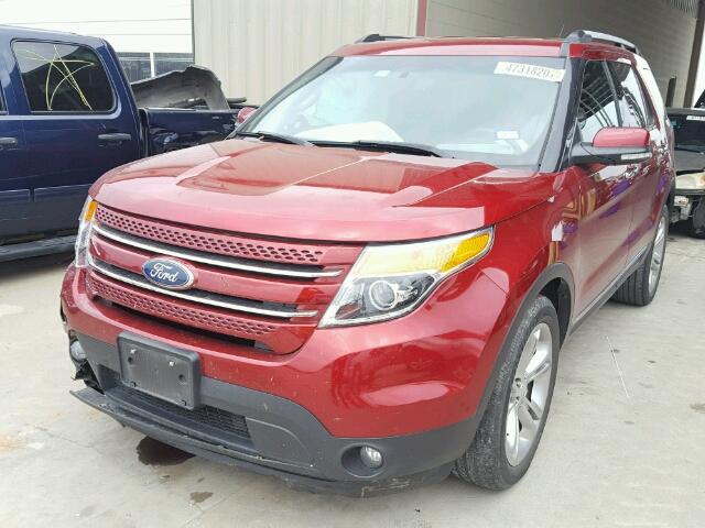 1FM5K7F88FGB49550 - 2015 FORD EXPLORER L RED photo 2