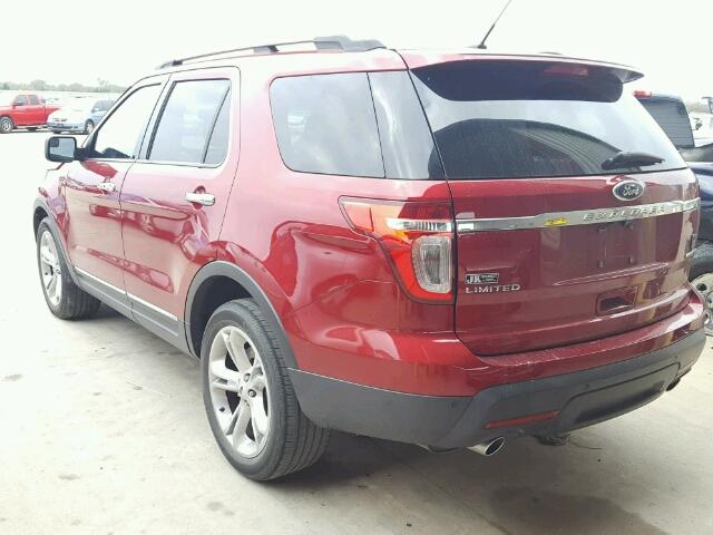 1FM5K7F88FGB49550 - 2015 FORD EXPLORER L RED photo 3