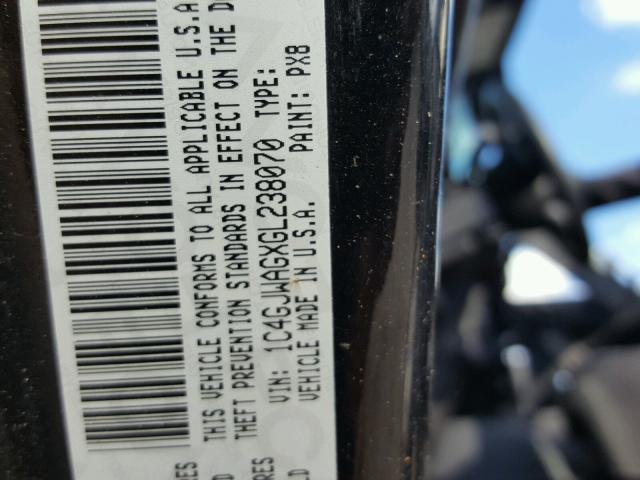 1C4GJWAGXGL238070 - 2016 JEEP WRANGLER S შავი ფოტო 10