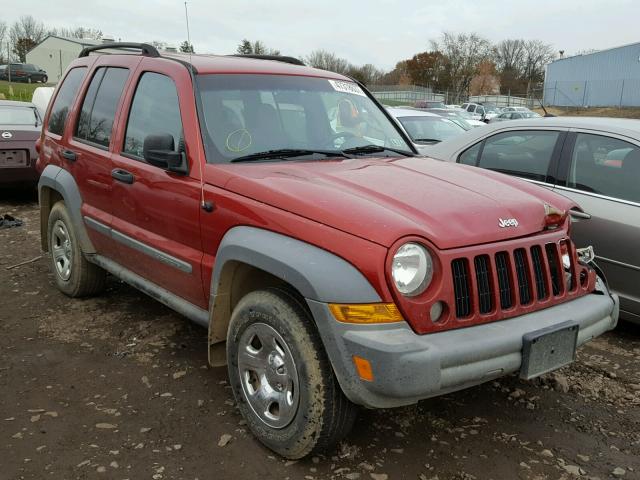 1J4GL48K65W706021 - 2005 JEEP LIBERTY SP RED photo 1