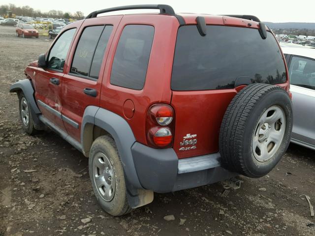 1J4GL48K65W706021 - 2005 JEEP LIBERTY SP RED photo 3