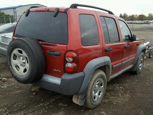 1J4GL48K65W706021 - 2005 JEEP LIBERTY SP RED photo 4