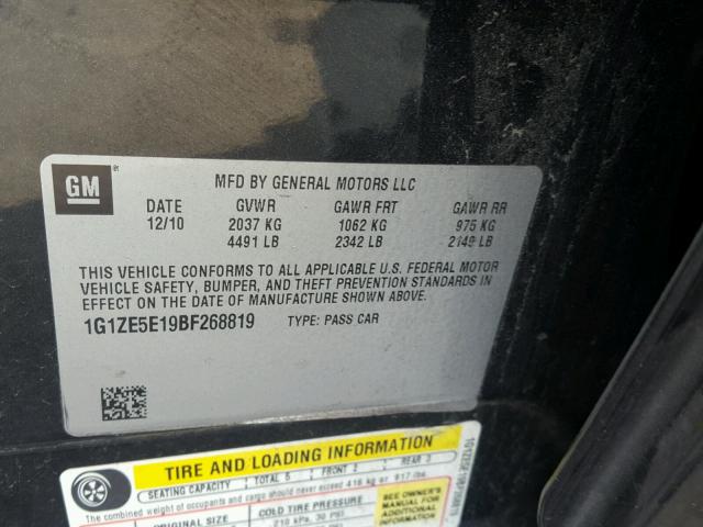 1G1ZE5E19BF268819 - 2011 CHEVROLET MALIBU LTZ 黑色 照片 10