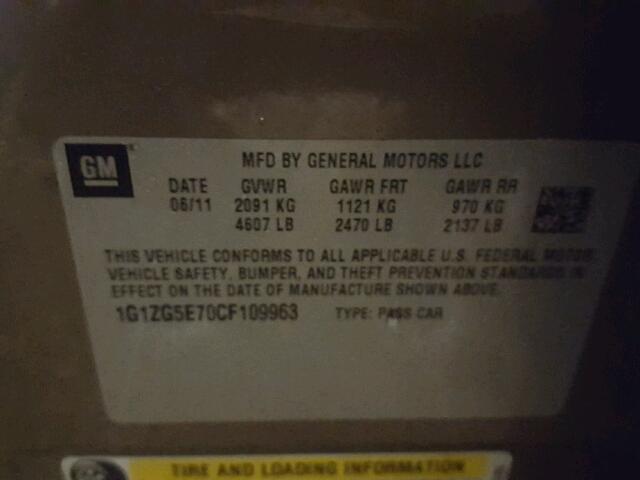 1G1ZG5E70CF109963 - 2012 CHEVROLET MALIBU LTZ BROWN photo 10