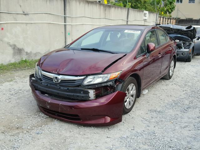 19XFB2F59CE026840 - 2012 HONDA CIVIC LX BURGUNDY photo 2