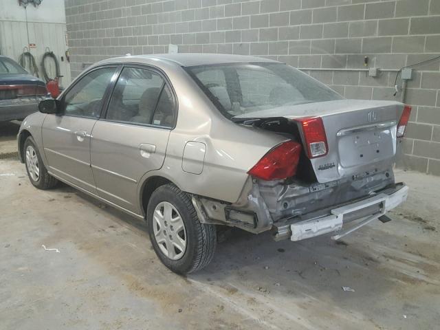 1HGES16683L028229 - 2003 HONDA CIVIC LX TAN photo 3