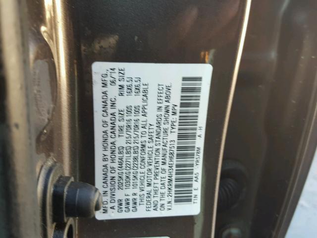 2HKRM4H34EH687513 - 2014 HONDA CR-V LX BROWN photo 10