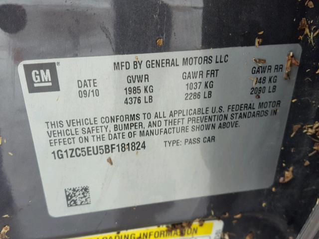 1G1ZC5EU5BF181824 - 2011 CHEVROLET MALIBU 1LT CHARCOAL photo 10