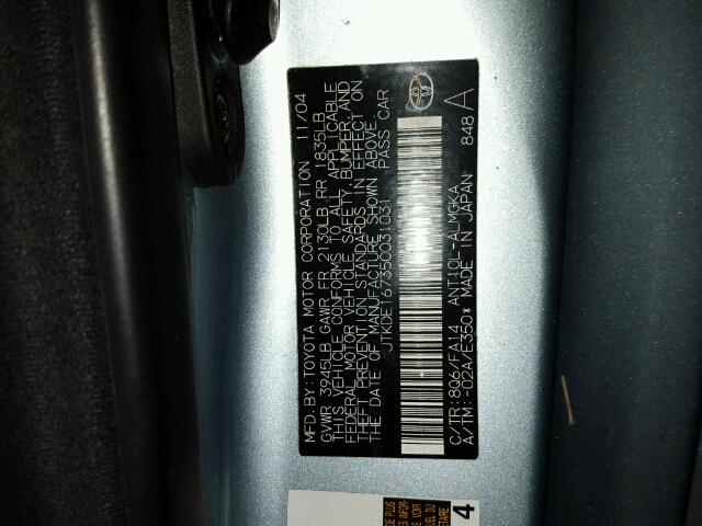 JTKDE167350031031 - 2005 TOYOTA SCION TC 蓝色 照片 10