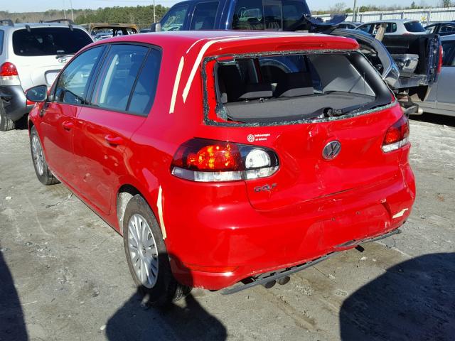 WVWDB7AJ1CW354574 - 2012 VOLKSWAGEN GOLF 红色 照片 3