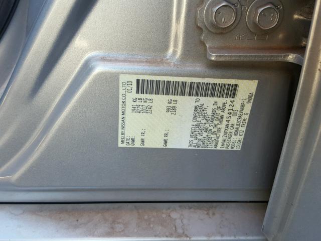 1N4AL2APXAN454124 - 2010 NISSAN ALTIMA BAS SILVER photo 10