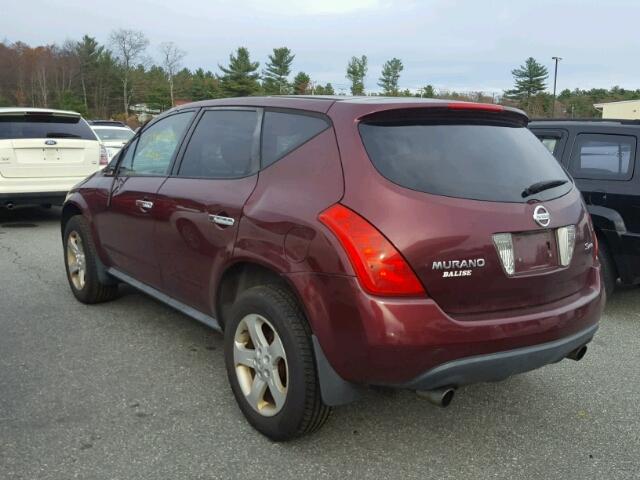 JN8AZ08W55W439559 - 2005 NISSAN MURANO SL RED photo 3