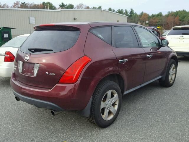 JN8AZ08W55W439559 - 2005 NISSAN MURANO SL RED photo 4