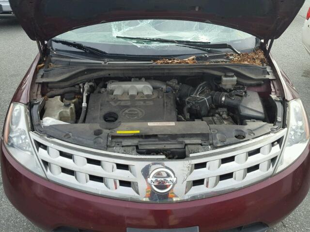 JN8AZ08W55W439559 - 2005 NISSAN MURANO SL RED photo 7