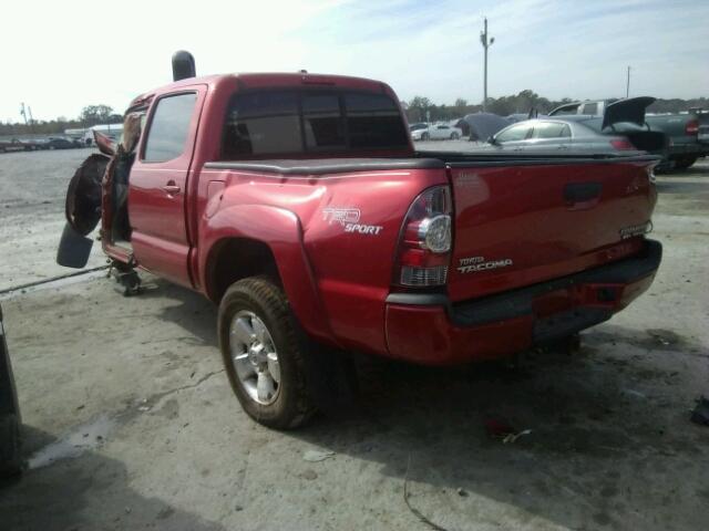 5TEJU4GN8AZ704448 - 2010 TOYOTA TACOMA DOU RED photo 3