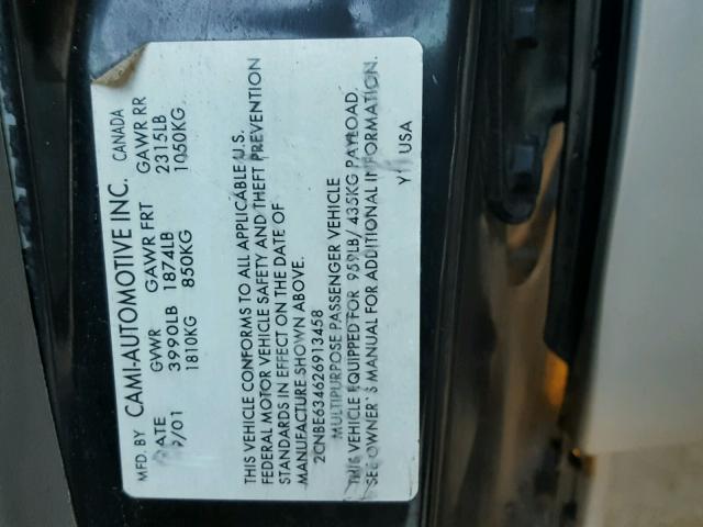 2CNBE634626913458 - 2002 CHEVROLET TRACKER LT BLACK photo 10