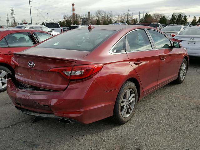 5NPE24AF8GH272402 - 2016 HYUNDAI SONATA SE RED photo 4