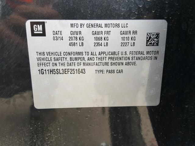 1G11H5SL3EF251643 - 2014 CHEVROLET MALIBU LTZ 黑色 照片 10