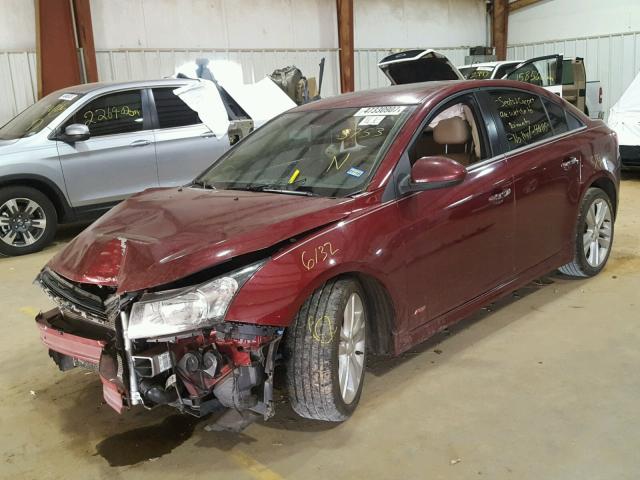 1G1PG5SB1F7203753 - 2015 CHEVROLET CRUZE LTZ MAROON photo 2