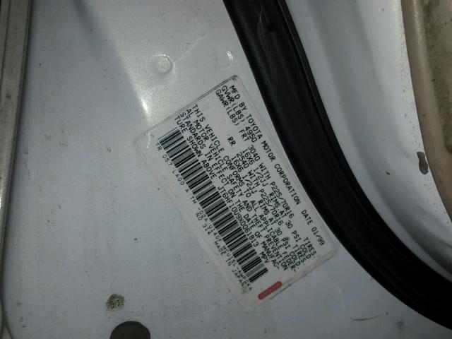 JT6HF10U9X0061813 - 1999 LEXUS RX 300 WHITE photo 10