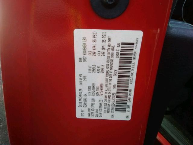 1D7HA18D45J575156 - 2005 DODGE RAM 1500 S RED photo 10