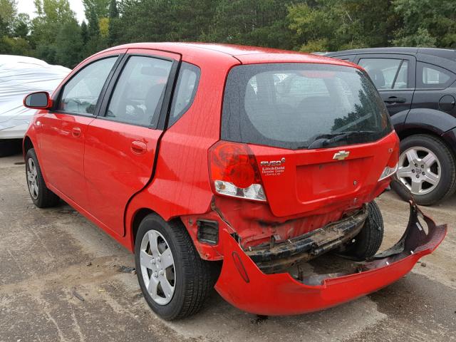 KL1TD66628B107624 - 2008 CHEVROLET AVEO BASE Czerwony zdjęcie 3