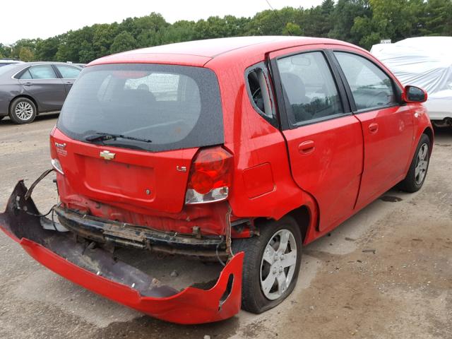 KL1TD66628B107624 - 2008 CHEVROLET AVEO BASE Czerwony zdjęcie 4