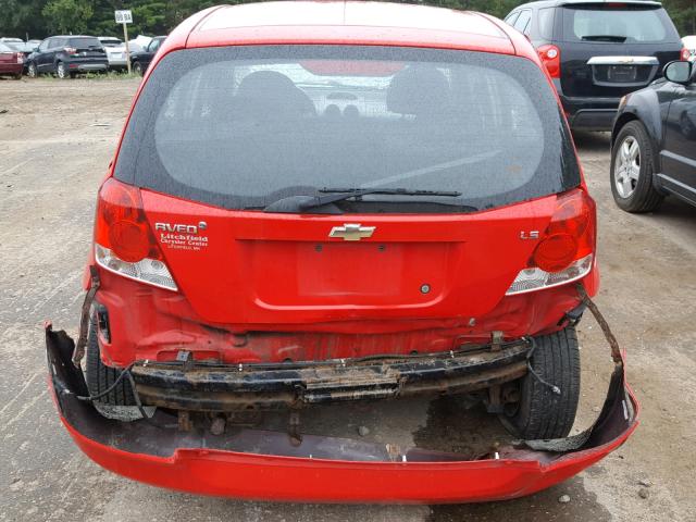 KL1TD66628B107624 - 2008 CHEVROLET AVEO BASE Czerwony zdjęcie 9
