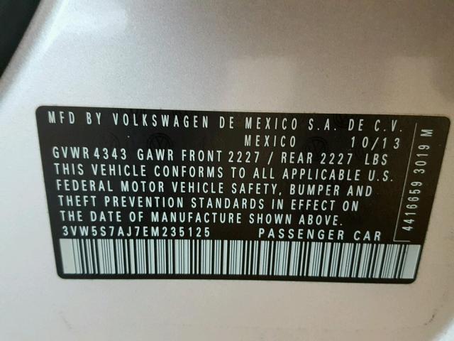 3VW5S7AJ7EM235125 - 2014 VOLKSWAGEN JETTA GLI SILVER photo 10