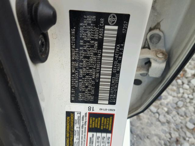 4T1BK1EB8EU118425 - 2014 TOYOTA AVALON BAS 白色 照片 10