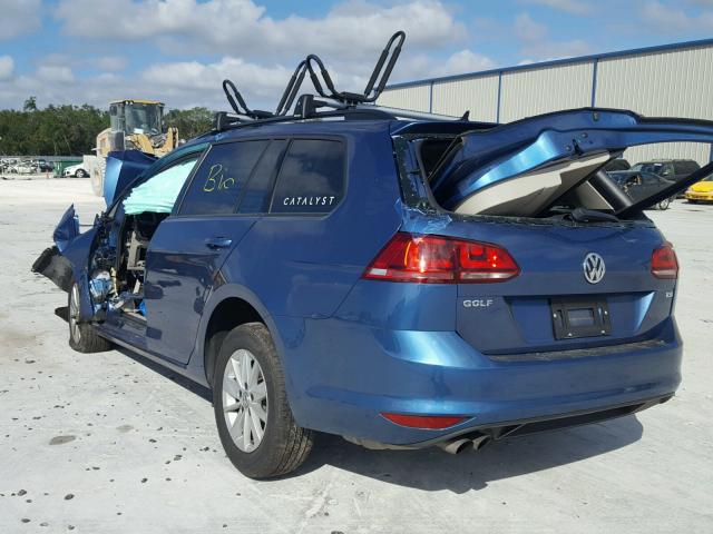 3VWC17AU3FM516974 - 2015 VOLKSWAGEN GOLF SPORT BLUE photo 3